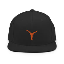 Load image into Gallery viewer, Snapback Hat - Orange Split Leg Logo