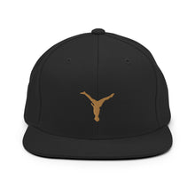 Load image into Gallery viewer, Snapback Hat - Old Gold Split Leg Logo