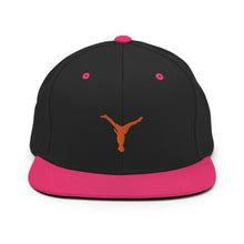 Load image into Gallery viewer, Snapback Hat - Orange Split Leg Logo