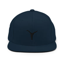 Load image into Gallery viewer, Snapback Hat - Black Split Leg Logo