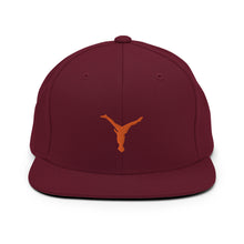 Load image into Gallery viewer, Snapback Hat - Orange Split Leg Logo