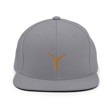 Load image into Gallery viewer, Snapback Hat - Old Gold Split Leg Logo