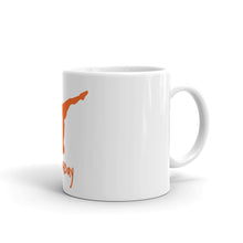 Load image into Gallery viewer, White glossy mug - Orange Split Leg Logo