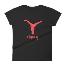 Load image into Gallery viewer, Women's Short Sleeve T-Shirt - Red Split Leg Logo