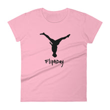 Load image into Gallery viewer, Women's Short Sleeve T-Shirt - Black Split Leg Logo