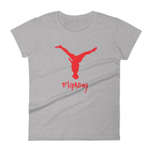 Load image into Gallery viewer, Women's Short Sleeve T-Shirt - Red Split Leg Logo