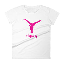 Load image into Gallery viewer, Women's Short Sleeve T-Shirt - Pink Split Leg Logo
