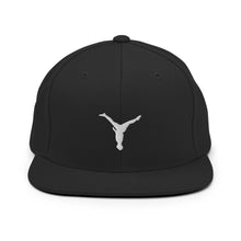 Load image into Gallery viewer, Snapback Hat - White Split Leg Logo
