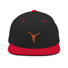 Load image into Gallery viewer, Snapback Hat - Orange Split Leg Logo
