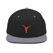 Load image into Gallery viewer, Snapback Hat - Orange Split Leg Logo
