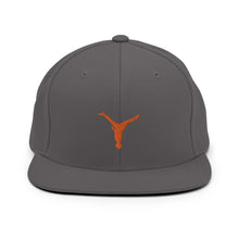 Load image into Gallery viewer, Snapback Hat - Orange Split Leg Logo
