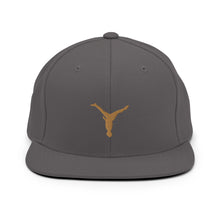 Load image into Gallery viewer, Snapback Hat - Old Gold Split Leg Logo
