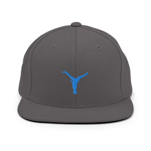 Load image into Gallery viewer, Snapback Hat - Aqua Blue Split Leg Logo
