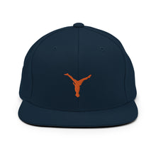 Load image into Gallery viewer, Snapback Hat - Orange Split Leg Logo
