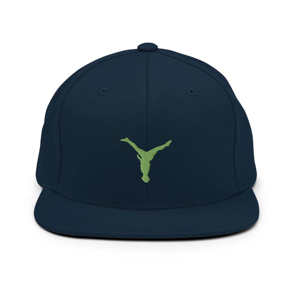 Snapback Hat - Green Split Leg Logo