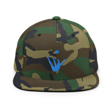 Load image into Gallery viewer, Snapback Hat - Aqua Blue Trick Shot Logo

