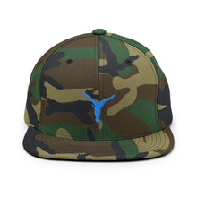 Load image into Gallery viewer, Snapback Hat - Aqua Blue Split Leg Logo
