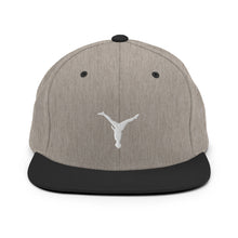 Load image into Gallery viewer, Snapback Hat - White Split Leg Logo
