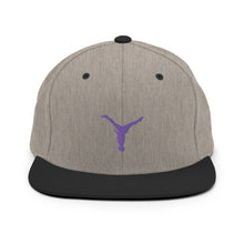 Load image into Gallery viewer, Snapback Hat - Purple Split Leg Logo
