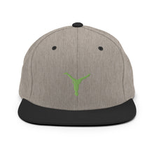 Load image into Gallery viewer, Snapback Hat - Green Split Leg Logo
