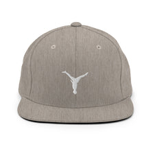 Load image into Gallery viewer, Snapback Hat - White Split Leg Logo
