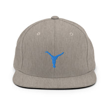 Load image into Gallery viewer, Snapback Hat - Aqua Blue Split Leg Logo
