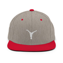 Load image into Gallery viewer, Snapback Hat - White Split Leg Logo
