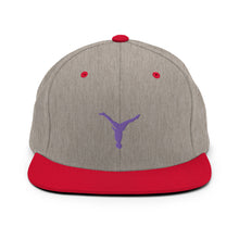 Load image into Gallery viewer, Snapback Hat - Purple Split Leg Logo
