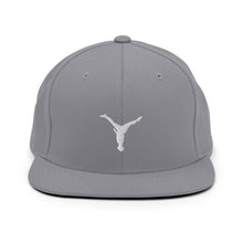 Load image into Gallery viewer, Snapback Hat - White Split Leg Logo
