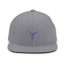 Load image into Gallery viewer, Snapback Hat - Purple Split Leg Logo
