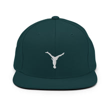 Load image into Gallery viewer, Snapback Hat - White Split Leg Logo
