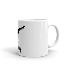 Load image into Gallery viewer, White glossy mug - Black Split Leg Logo
