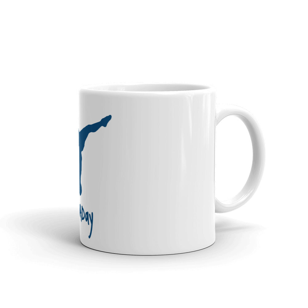 White glossy mug - Blue Split Leg Logo