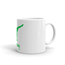 Load image into Gallery viewer, White glossy mug - Green Split Leg Logo
