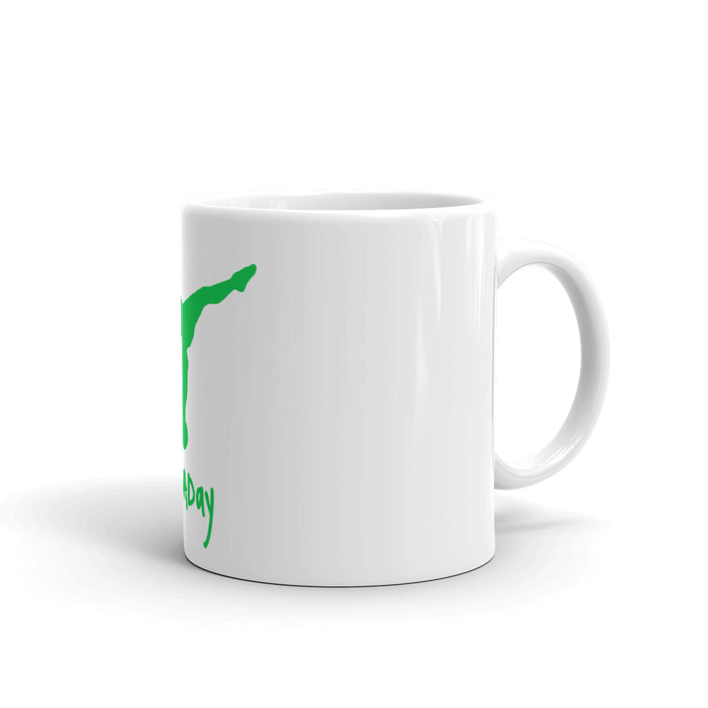 White glossy mug - Green Split Leg Logo