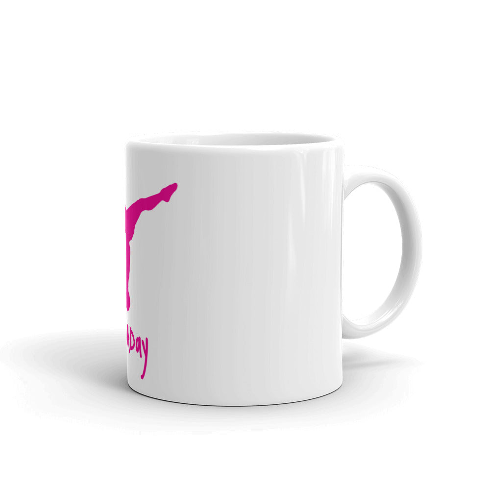 White glossy mug - Pink Split Leg Logo