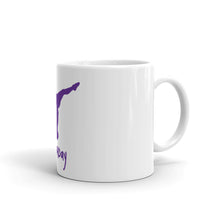 Load image into Gallery viewer, White glossy mug - Purple Split Leg Logo
