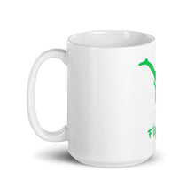 Load image into Gallery viewer, White glossy mug - Green Split Leg Logo
