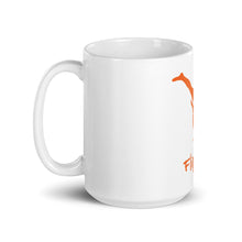 Load image into Gallery viewer, White glossy mug - Orange Split Leg Logo
