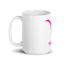 Load image into Gallery viewer, White glossy mug - Pink Split Leg Logo
