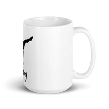 Load image into Gallery viewer, White glossy mug - Black Split Leg Logo
