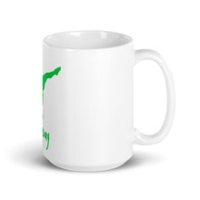 Load image into Gallery viewer, White glossy mug - Green Split Leg Logo
