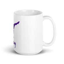 Load image into Gallery viewer, White glossy mug - Purple Split Leg Logo
