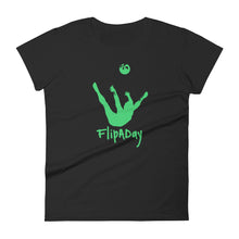 Load image into Gallery viewer, Women&#39;s Short Sleeve T-Shirt - Green Trick Shot Logo
