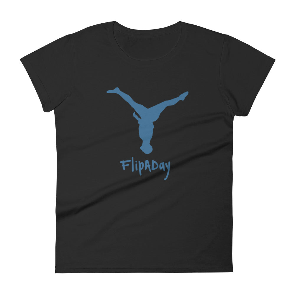 Women's Short Sleeve T-Shirt - Blue Split Leg Logo