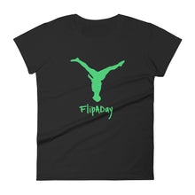 Load image into Gallery viewer, Women&#39;s Short Sleeve T-Shirt - Green Split Leg Logo
