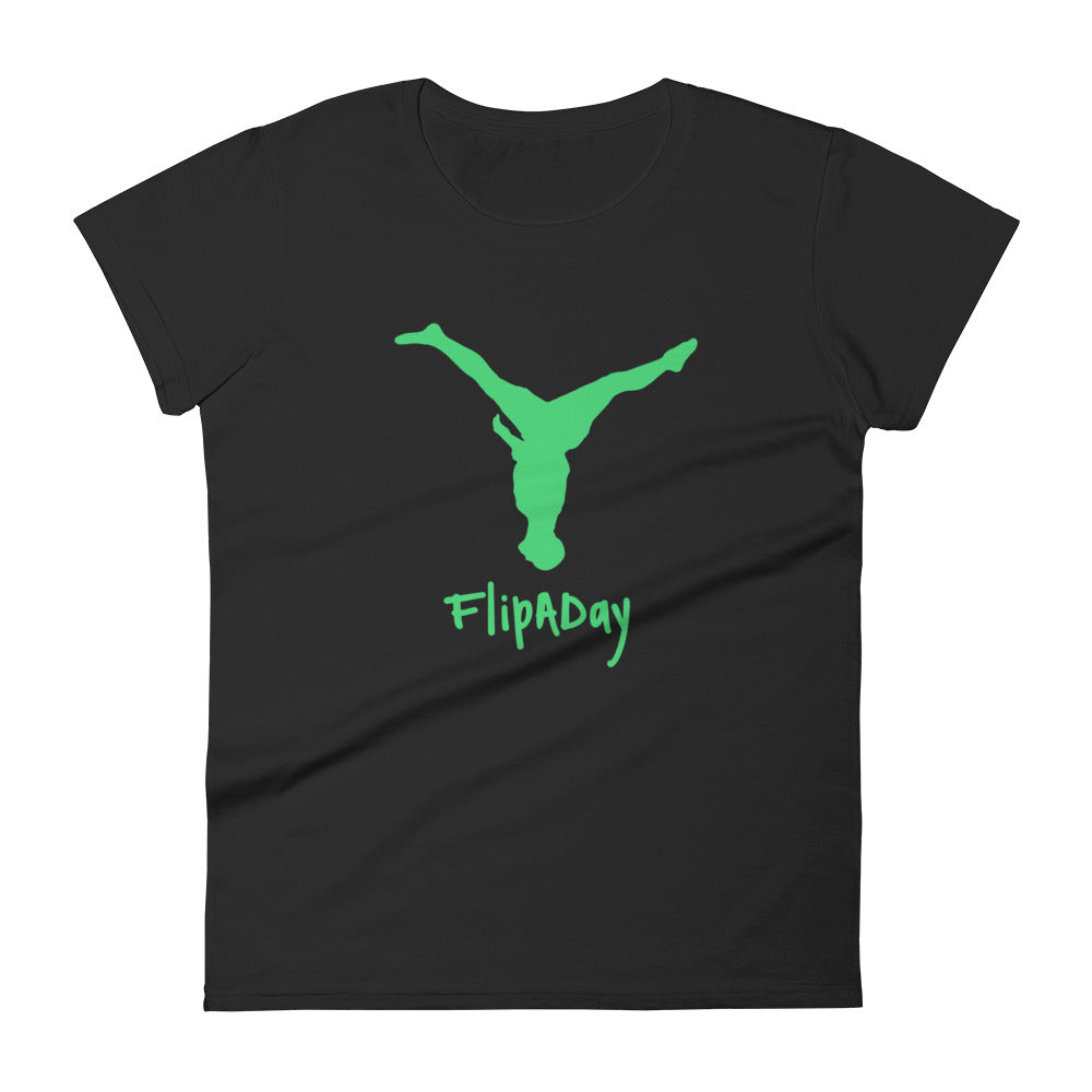 Women's Short Sleeve T-Shirt - Green Split Leg Logo