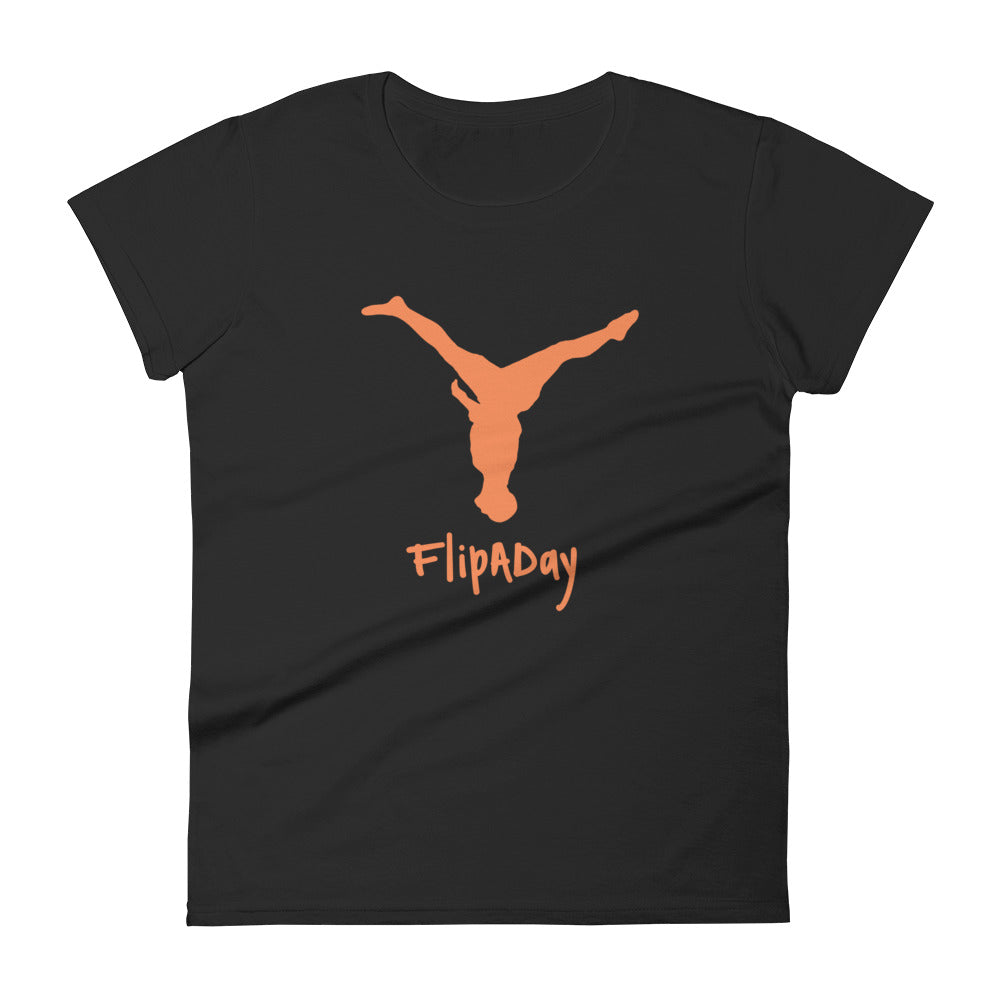 Women's Short Sleeve T-Shirt -  Orange Split Leg Logo