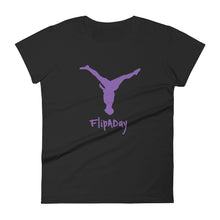 Load image into Gallery viewer, Women&#39;s Short Sleeve T-Shirt -  Purple Split Leg Logo
