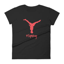 Load image into Gallery viewer, Women&#39;s Short Sleeve T-Shirt -  Red Split Leg Logo
